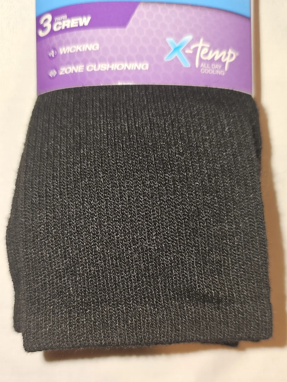 Hanes Extended Size Women's Shoe Size 8-12 Black Crew Cool-Dri Socks 3 Pairs New